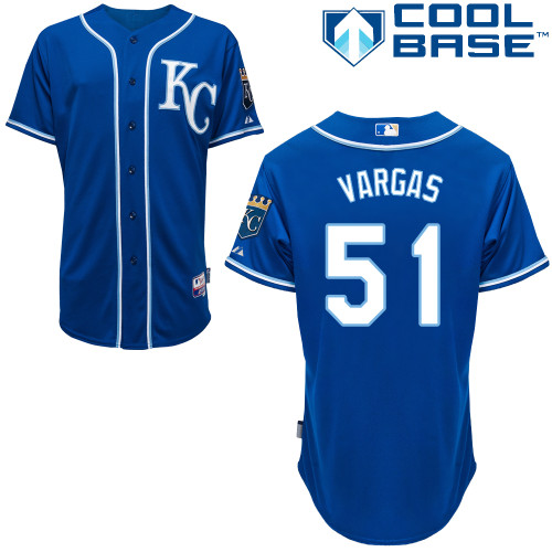 Jason Vargas #51 Youth Baseball Jersey-Kansas City Royals Authentic 2014 Alternate 2 Blue Cool Base MLB Jersey